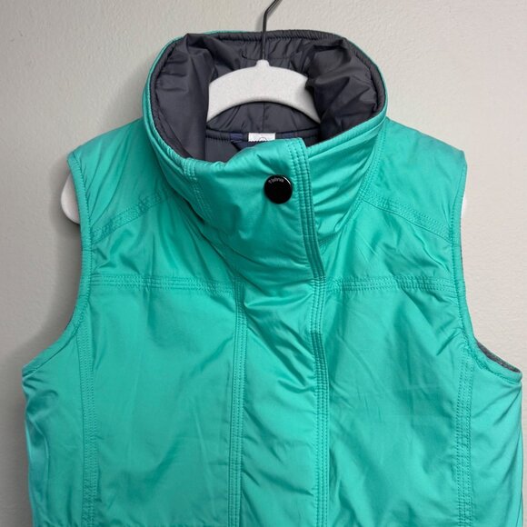 IVIVVA Lululemon Reversible Quilted Vest Girls 6 Teal Gray Snap Pockets - Picture 5 of 12